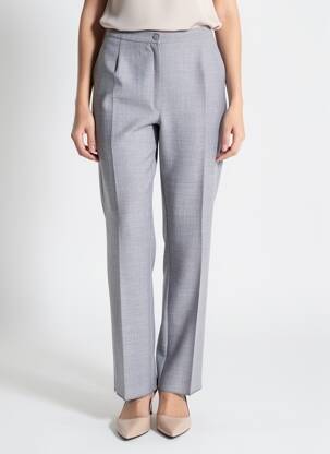 Pantalon droit taille haute taille haute gris GEVANA femme