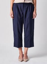 Pantacourt taille élastique taille normale bleu GEVANA femme