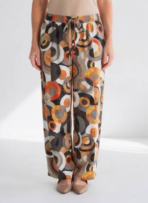 Pantalon droit tissage crêpe taille normale orange FRANCE RIVOIRE femme