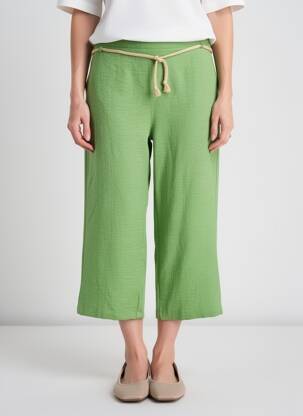 Pantacourt coupe droite taille normale vert LOURDES CASTILLO femme