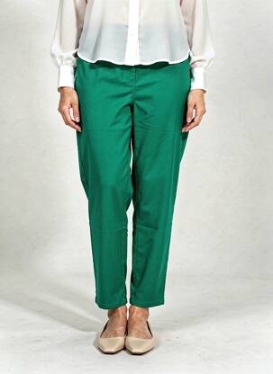 Pantalon slim tissage popeline taille normale vert FRANCE RIVOIRE femme