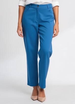 Pantalon slim tissage popeline taille normale bleu FRANCE RIVOIRE femme