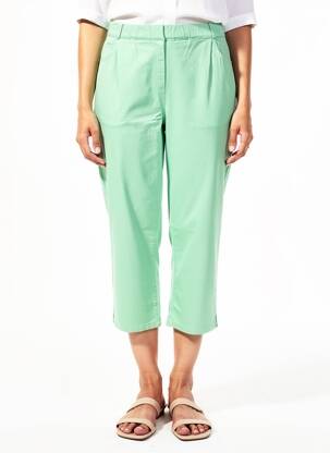 Pantacourt taille élastique taille normale vert FRANCE RIVOIRE femme