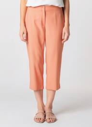 Pantacourt tissage popeline taille normale orange FRANCE RIVOIRE femme