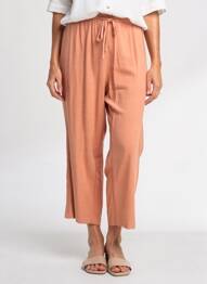 Pantalon 7/8 tissage popeline taille normale rose TELMAIL femme