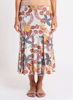 Jupe mi-longue stretch blanc TELMAIL femme