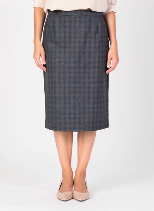 Jupe mi-longue stretch gris FRANCE RIVOIRE femme