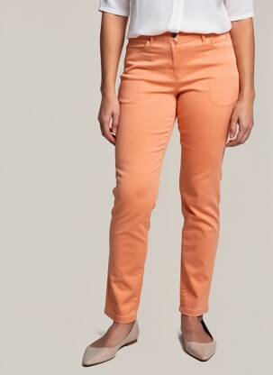 Pantalon slim tissage popeline taille normale orange TONI femme
