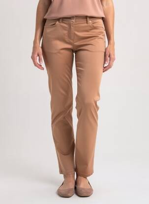 Pantalon slim tissage popeline taille normale marron TONI femme
