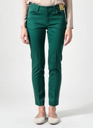 Pantalon slim tissage popeline taille normale vert KY CREATION femme