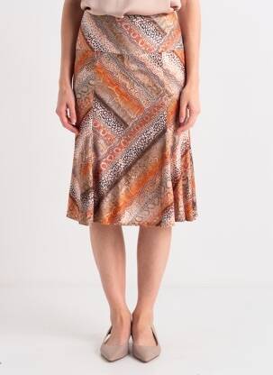 Jupe mi-longue taille élastique marron DIANE LAURY femme