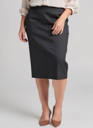 Jupe mi-longue coupe droite gris TELMAIL femme