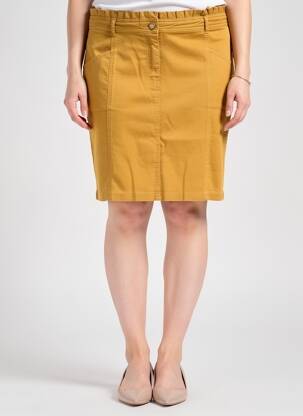 Jupe mi-longue taille haute jaune C'EST BEAU LA VIE femme