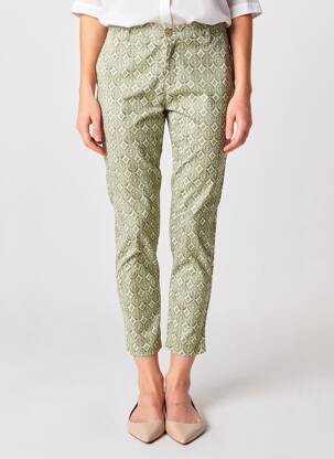 Pantalon 7/8 stretch taille normale vert WALTRON femme