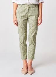 Pantalon 7/8 stretch taille normale vert WALTRON femme