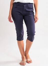 Pantacourt stretch taille normale bleu fonce PLURIELLES femme