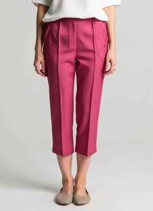 Pantacourt stretch taille normale rose PLURIELLES femme