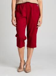 Pantacourt taille élastique taille normale rouge PLURIELLES femme