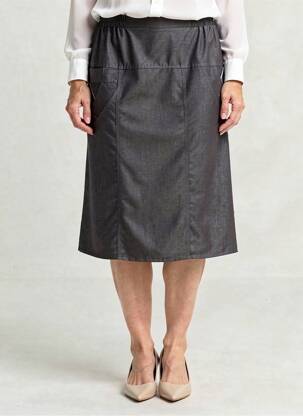 Jupe mi-longue coupe droite gris PLURIELLES femme