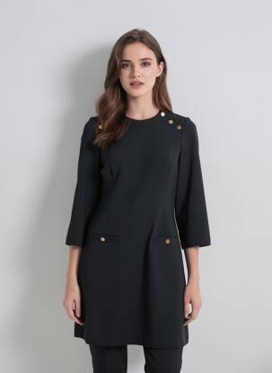 Robe mi-longue manches longues manches longues noir GERARD DAREL femme