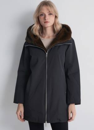 Parka fermeture zippée sur le devant a capuche noir ESCANDELLE femme