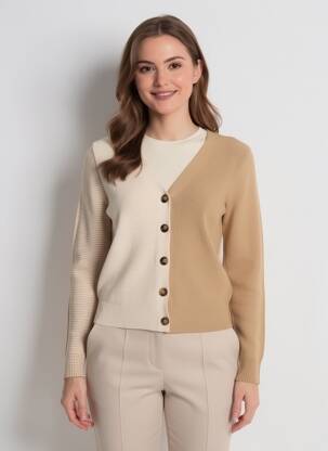 Gilet manches longues coupe cintrée beige MARINA V femme