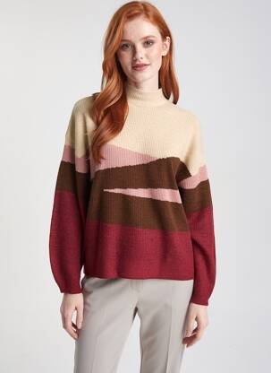 Pull coupe cintrée manches longues beige MARINA V femme