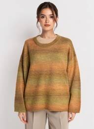 Pull tissage chiné manches longues marron BELLA JONES femme