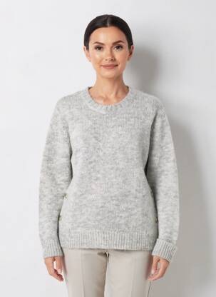 Pull tissage chiné manches longues gris BELLA JONES femme
