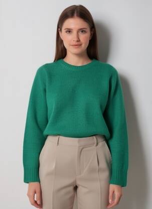 Pull coupe cintrée manches longues vert fonce BELLA JONES femme