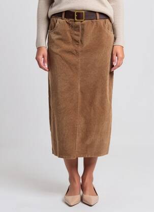 Jupe longue coupe droite beige SENES femme