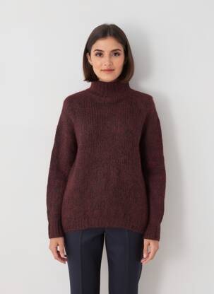 Pull tissage chiné manches longues rouge AN' GE femme