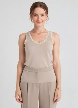Débardeur coupe ajustée sans manche beige MARINA V femme