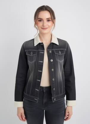 Veste casual coupe droite noir SHEEGO femme