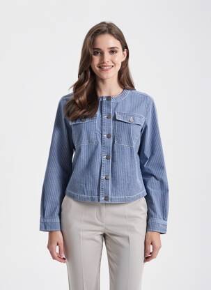Veste casual poignets boutonnés avec fente bleu SHEEGO femme