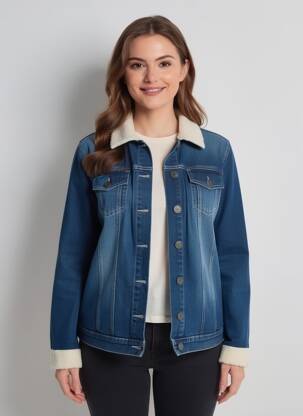 Veste casual coupe droite bleu SHEEGO femme