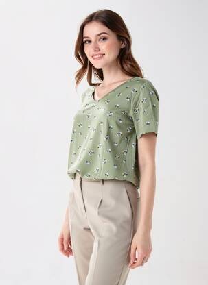 T-shirt coupe droite manches courtes vert SHEEGO femme