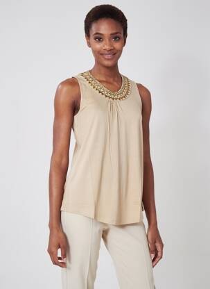 Top stretch sans manche beige HEINE femme