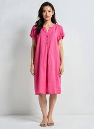 Robe mi-longue manches courtes manches courtes rose DEVERNOIS femme
