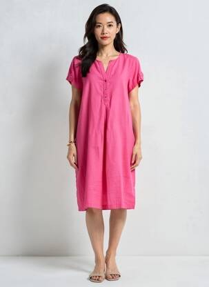 Robe mi-longue manches courtes manches courtes rose DEVERNOIS femme