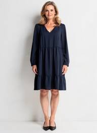 Robe mi-longue manches longues manches longues bleu JULIE GUERLANDE femme