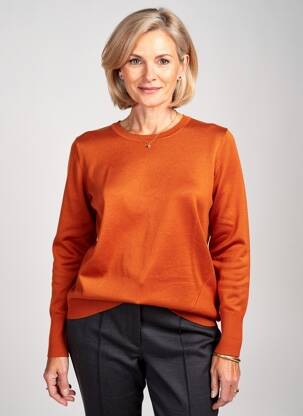 Pull coupe droite manches longues orange SCORZZO femme