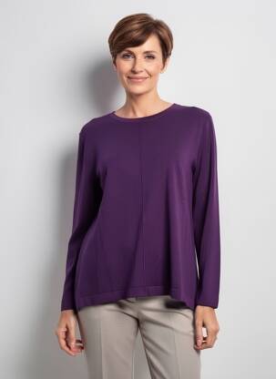 Pull coupe droite manches longues violet SCORZZO femme