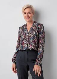 Blouse imprimé fantaisie manches longues noir JULIE GUERLANDE femme