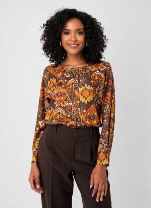 Top stretch manches longues orange DIANE LAURY femme