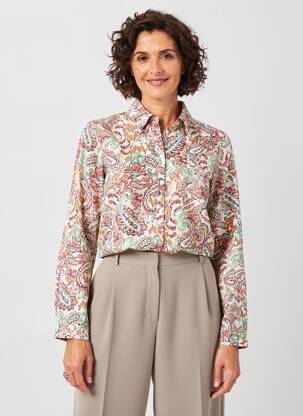 Chemisier imprimé fantaisie manches longues beige JULIE GUERLANDE femme
