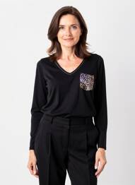 T-shirt manches longues manches longues noir JULIE GUERLANDE femme