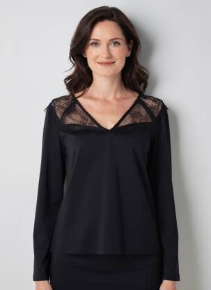 Top stretch manches longues noir JULIE GUERLANDE femme