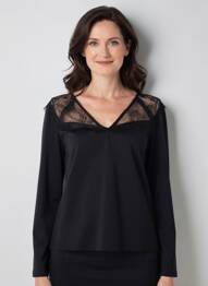 Top stretch manches longues noir JULIE GUERLANDE femme