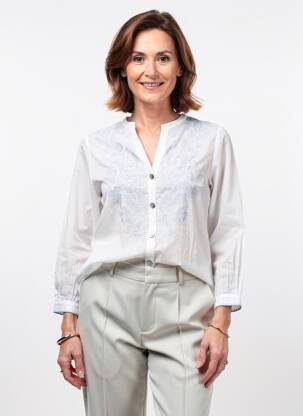 Chemisier coupe droite manches 3/4 blanc DEVERNOIS femme